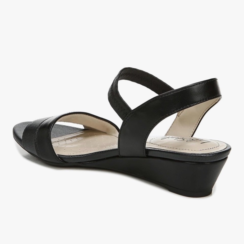 Black Women's Low Wedge Slingback Sandals